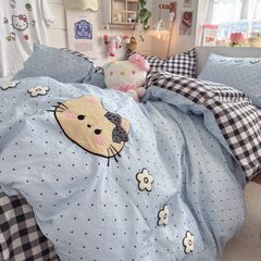 4pcs Cotton Linen Bedding Cover Set Fluffy Embroidery | ID : CLINEN4PCSFLUFFYEID02