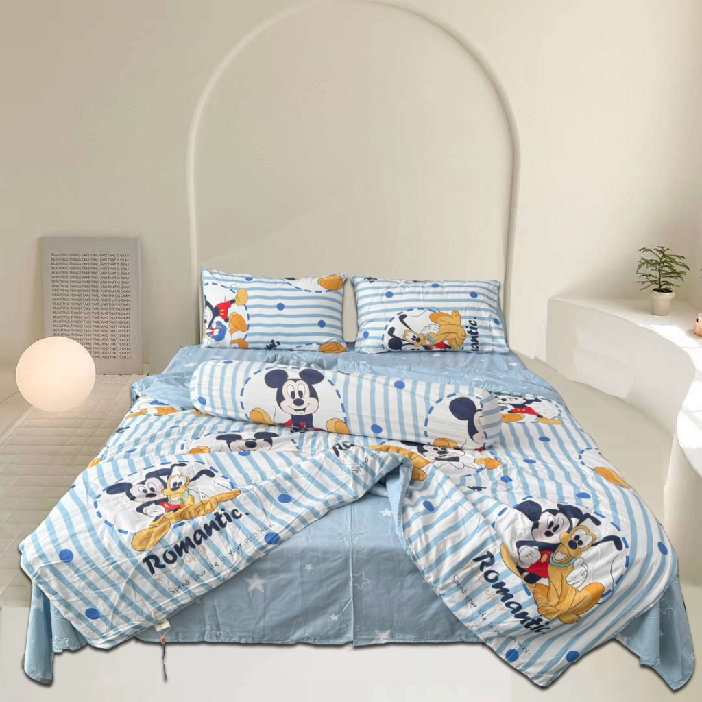 Bộ Chăn Ga Gối Chần hè Cotton Disney Home xinh xắn