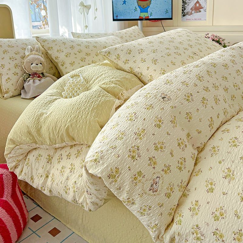 Bộ vỏ chăn ga PreCloud Linen - Đũi Mây Xu Kem Phong cách trẻ trung hiện đại  ID 4PCSPRECLOUD01-10