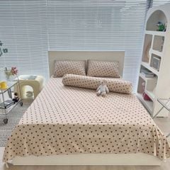Bộ Vỏ Chăn Ga Gối Cotton Poly-Tim Nâu(KH vui lòng nhắn tin chân đệm)