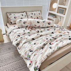 Bộ Chăn Ga Cotton Linen Dành cho bé Hoạ tiết Cu Shine ngộ nghĩnh