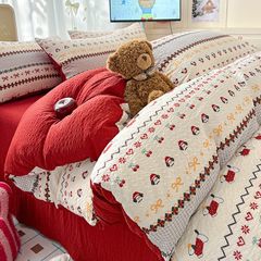 Bộ vỏ chăn ga PreCloud Linen - Đũi Mây Xu Kem Phong cách trẻ trung hiện đại  ID 4PCSPRECLOUD01-10