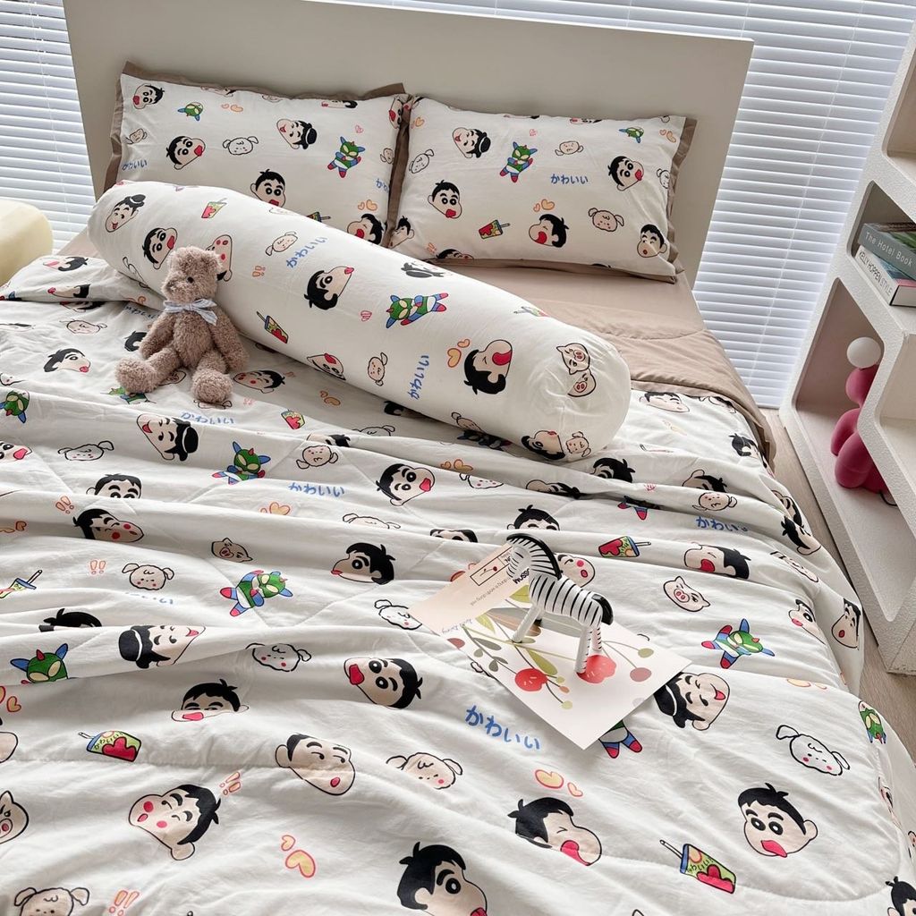 Bộ Chăn Ga Cotton Linen Dành cho bé Hoạ tiết Cu Shine ngộ nghĩnh