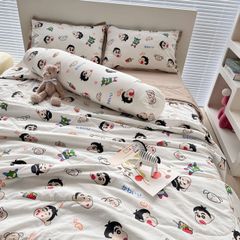 Bộ Chăn Ga Cotton Linen Dành cho bé Hoạ tiết Cu Shine ngộ nghĩnh