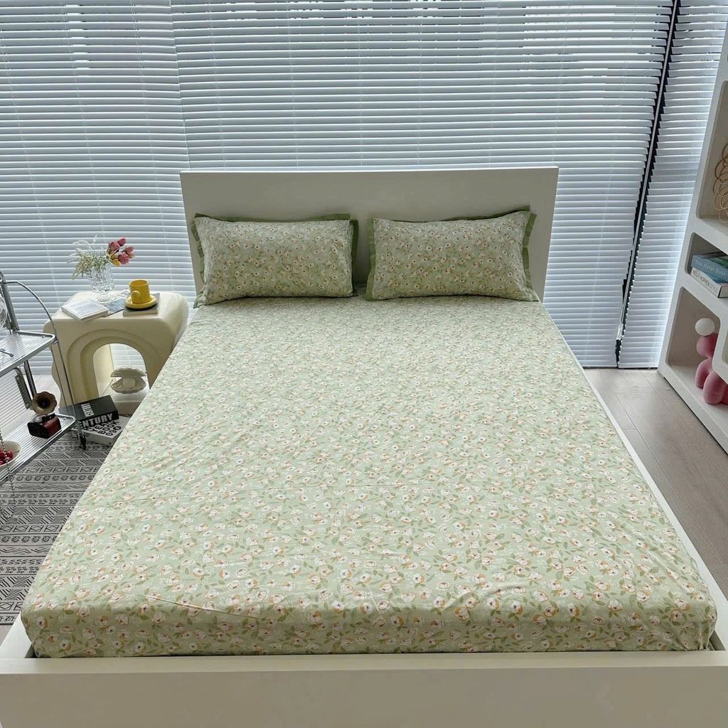 Bộ Vỏ Chăn Ga Gối Cotton Poly-Tim Nâu(KH vui lòng nhắn tin chân đệm)