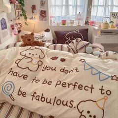 4pcs Cotton Linen Bedding Cover Set Fluffy Embroidery | ID : CLINEN4PCSFLUFFYEID04