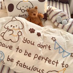 4pcs Cotton Linen Bedding Cover Set Fluffy Embroidery | ID : CLINEN4PCSFLUFFYEID04