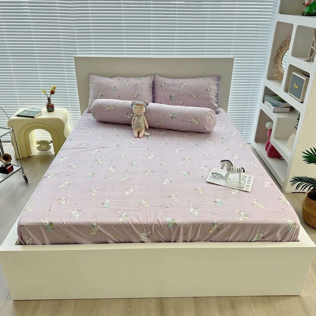 Bộ Vỏ Chăn Ga Gối Cotton Poly-Tim Nâu(KH vui lòng nhắn tin chân đệm)