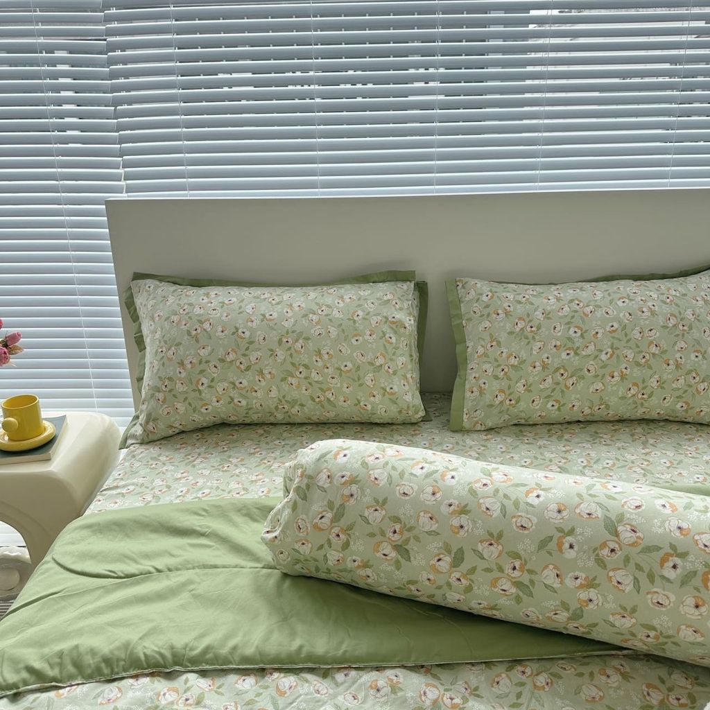Bộ chăn ga gối chần hè Mark Home - Camellia Green