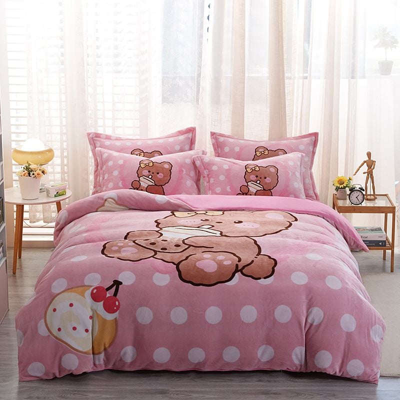 Set 4 Món Nỉ Nhung 200gr hình in 3D Bear Milk Tea