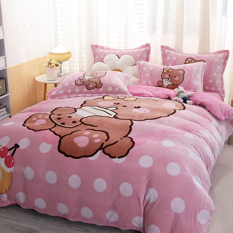 Set 4 Món Nỉ Nhung 200gr hình in 3D Bear Milk Tea