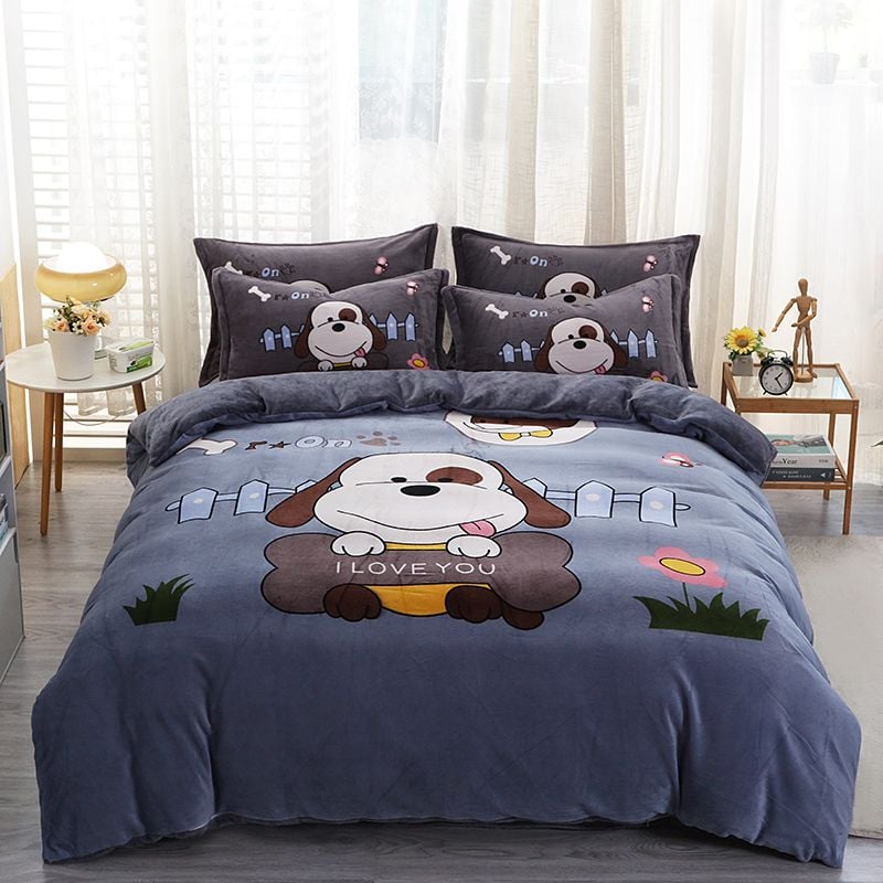 Set 4 Món Nỉ Nhung 200gr hình in 3D Turn On I Love U