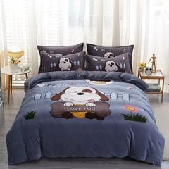 Set 4 Món Nỉ Nhung 200gr hình in 3D Turn On I Love U