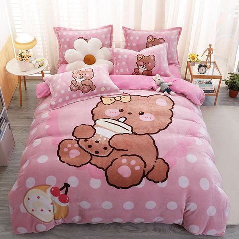 Set 4 Món Nỉ Nhung 200gr hình in 3D Bear Milk Tea