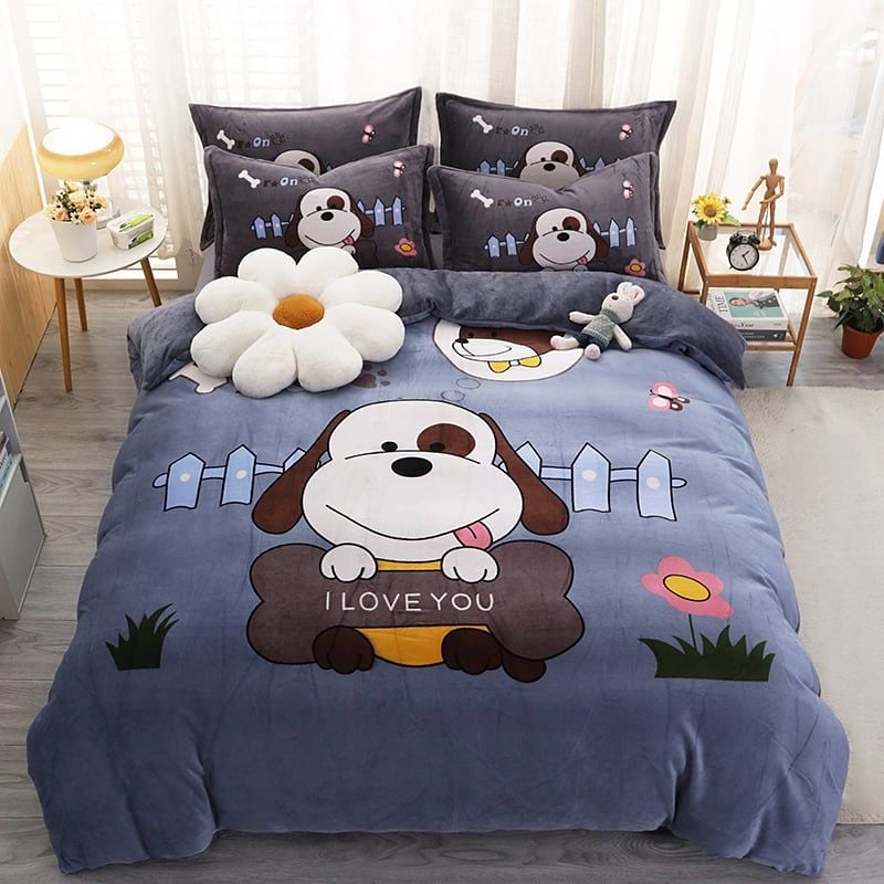 Set 4 Món Nỉ Nhung 200gr hình in 3D Turn On I Love U