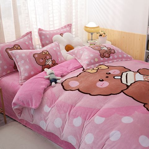 Set 4 Món Nỉ Nhung 200gr hình in 3D Bear Milk Tea