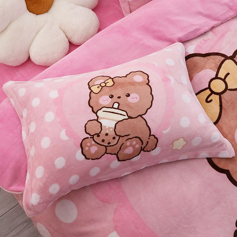 Set 4 Món Nỉ Nhung 200gr hình in 3D Bear Milk Tea