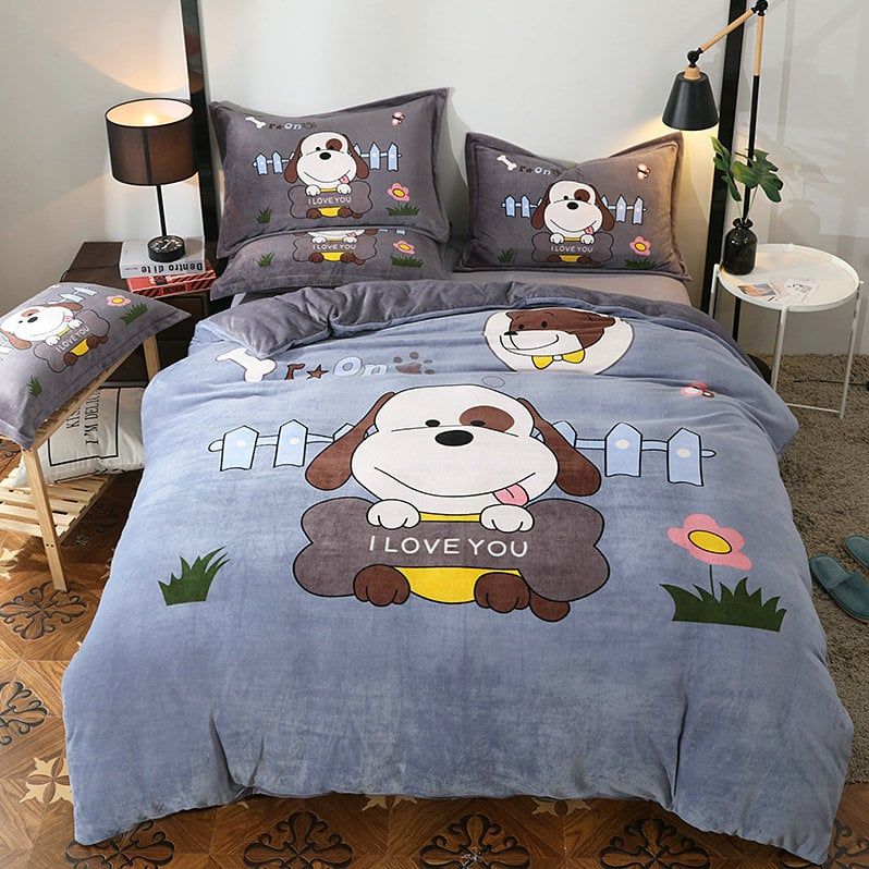 Set 4 Món Nỉ Nhung 200gr hình in 3D Turn On I Love U