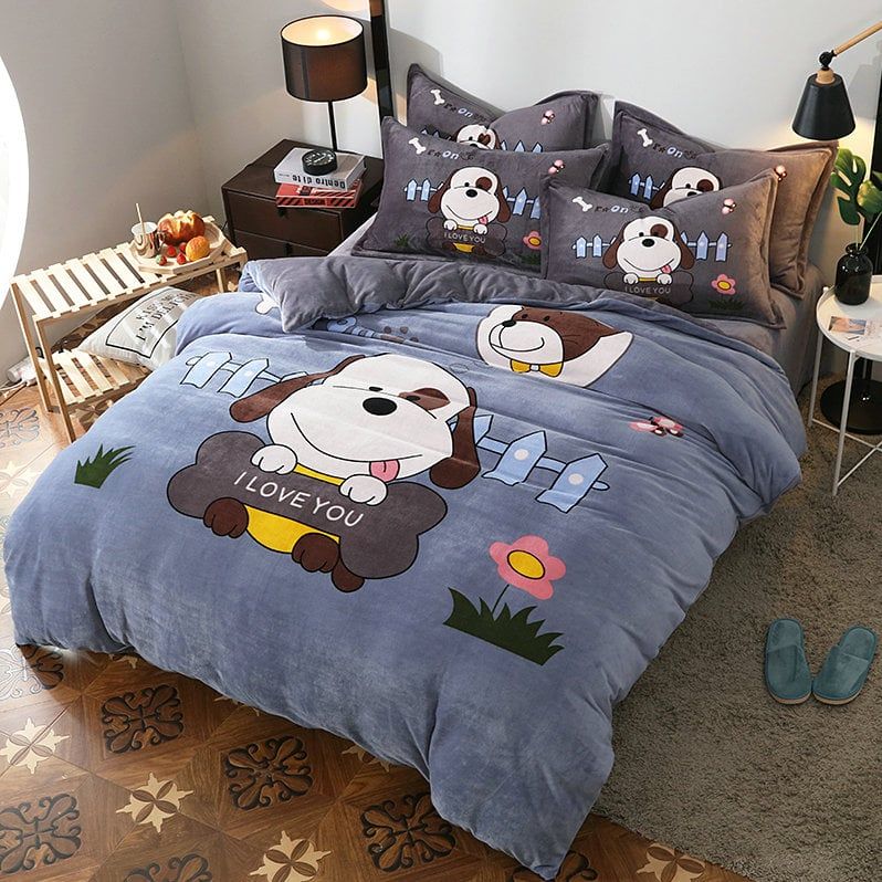 Set 4 Món Nỉ Nhung 200gr hình in 3D Turn On I Love U