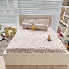 Bộ Vỏ Chăn Ga Gối Cotton Poly-Tim Nâu(KH vui lòng nhắn tin chân đệm)