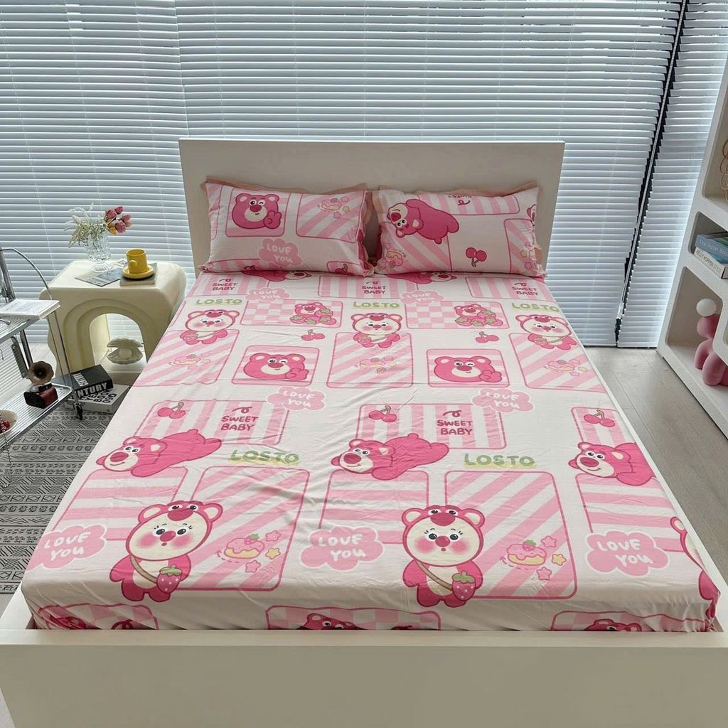 Bộ Vỏ Chăn Ga Gối Cotton Poly-Tim Nâu(KH vui lòng nhắn tin chân đệm)