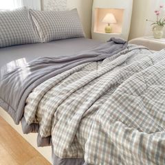 5Pcs Cotton Linen Summer Blanket | Mark Home Degin Bedding Set | ID 5PCSCOTLINMHOMEBAR03