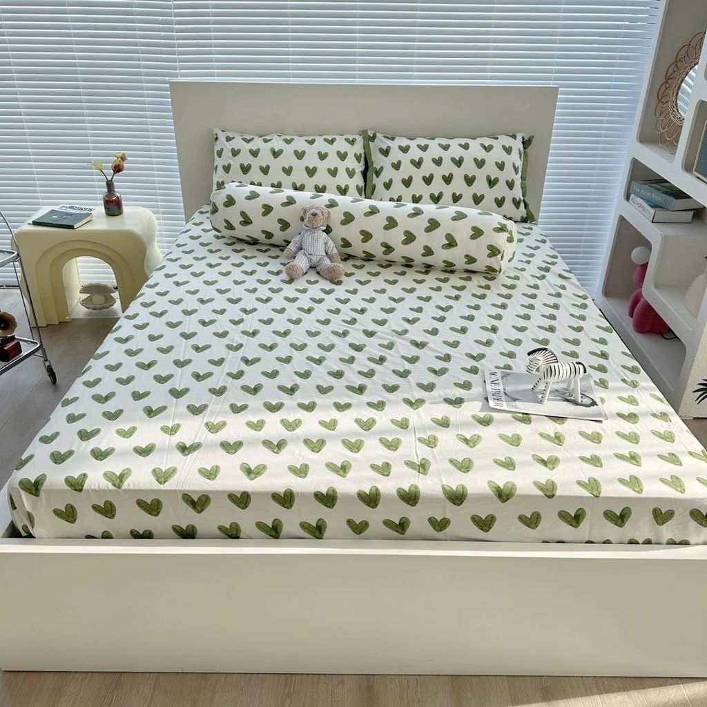 Bộ Vỏ Chăn Ga Gối Cotton Poly-Tim Nâu(KH vui lòng nhắn tin chân đệm)