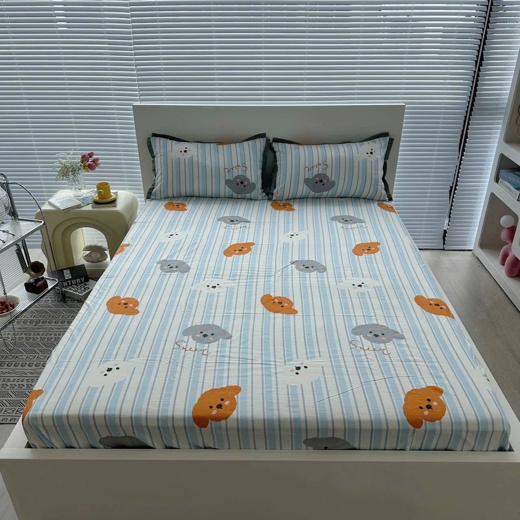 Bộ Vỏ Chăn Ga Gối Cotton Poly-Tim Nâu(KH vui lòng nhắn tin chân đệm)