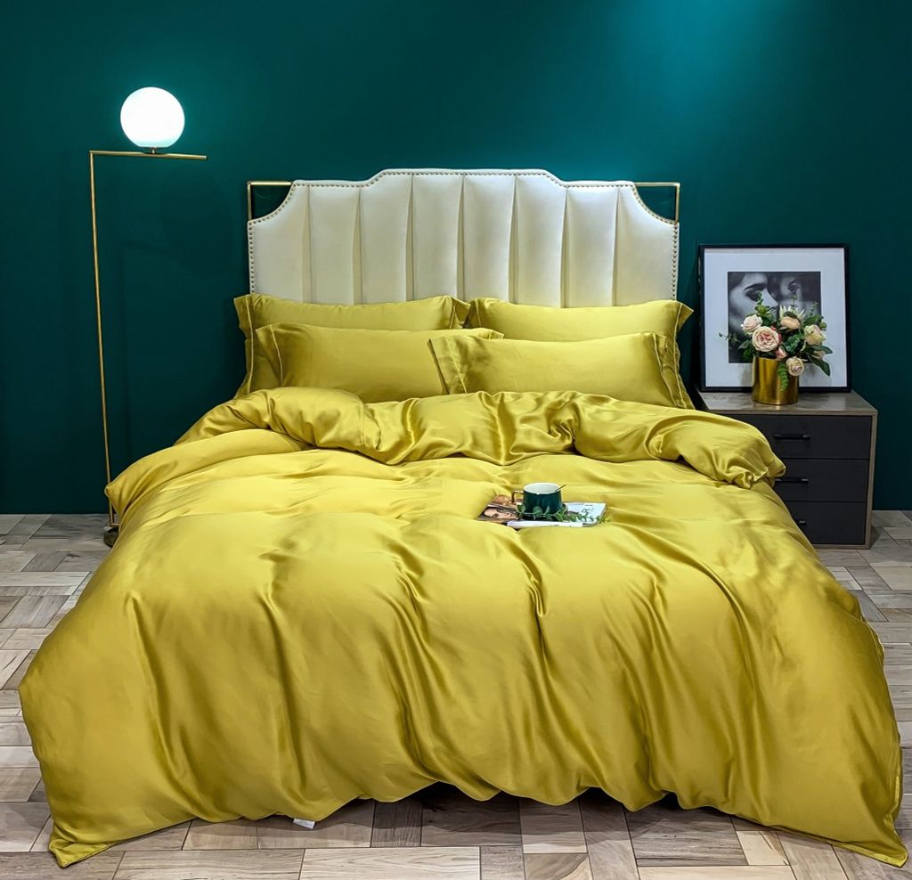 Bộ chăn ga gối Lụa Tencel Basic 5 món-Vàng