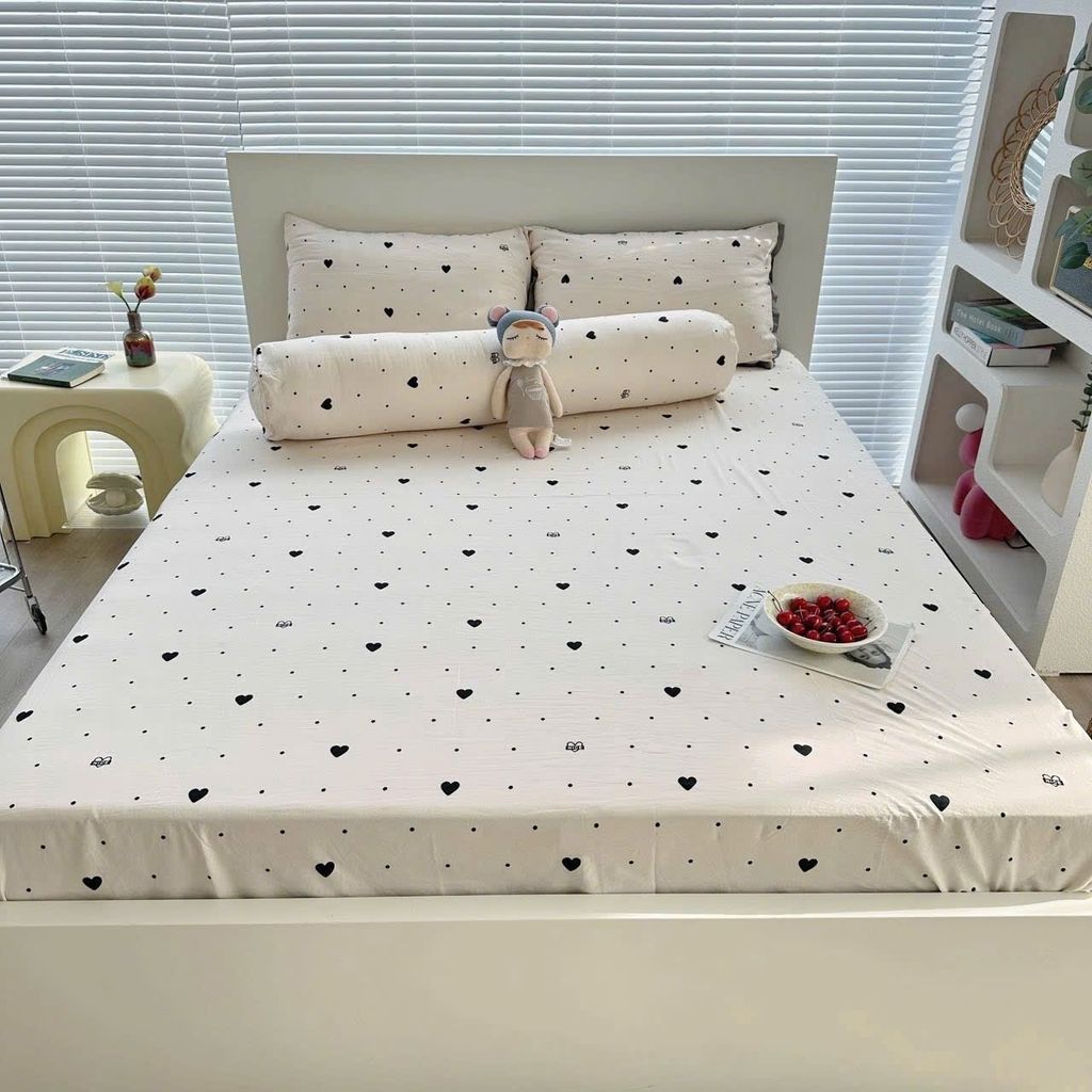 Bộ Vỏ Chăn Ga Gối Cotton Poly-Tim Nâu(KH vui lòng nhắn tin chân đệm)