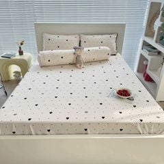 Bộ Vỏ Chăn Ga Gối Cotton Poly-Tim Nâu(KH vui lòng nhắn tin chân đệm)