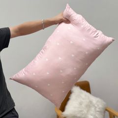 Ruột Gối Bông Đậu Cotton Đũi của nhà MARK HOME size 48*74cm Tim nhí hồng