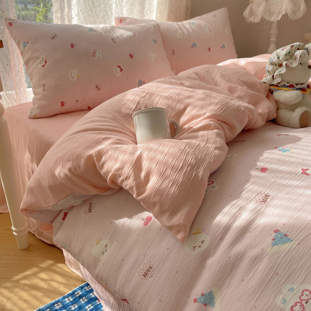 4Pcs Cotton Muslin Triple Layer | Set Cotton Linen 3 Lớp Bed Set | ID 4PCSGACCTALL9COL