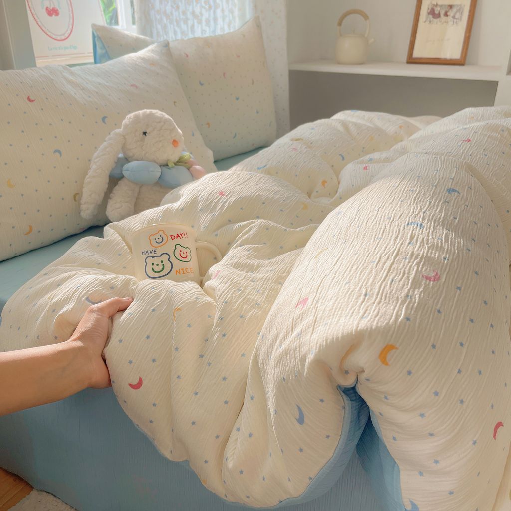 4Pcs Cotton Muslin Triple Layer | Set Cotton Linen 3 Lớp Bed Set | ID 4PCSGACCTALL9COL