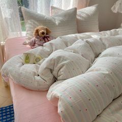 4Pcs Cotton Muslin Triple Layer | Set Cotton Linen 3 Lớp Bed Set | ID 4PCSGACCTALL9COL