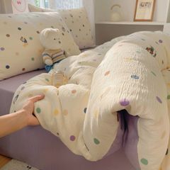 4Pcs Cotton Muslin Triple Layer | Set Cotton Linen 3 Lớp Bed Set | ID 4PCSGACCT19COL
