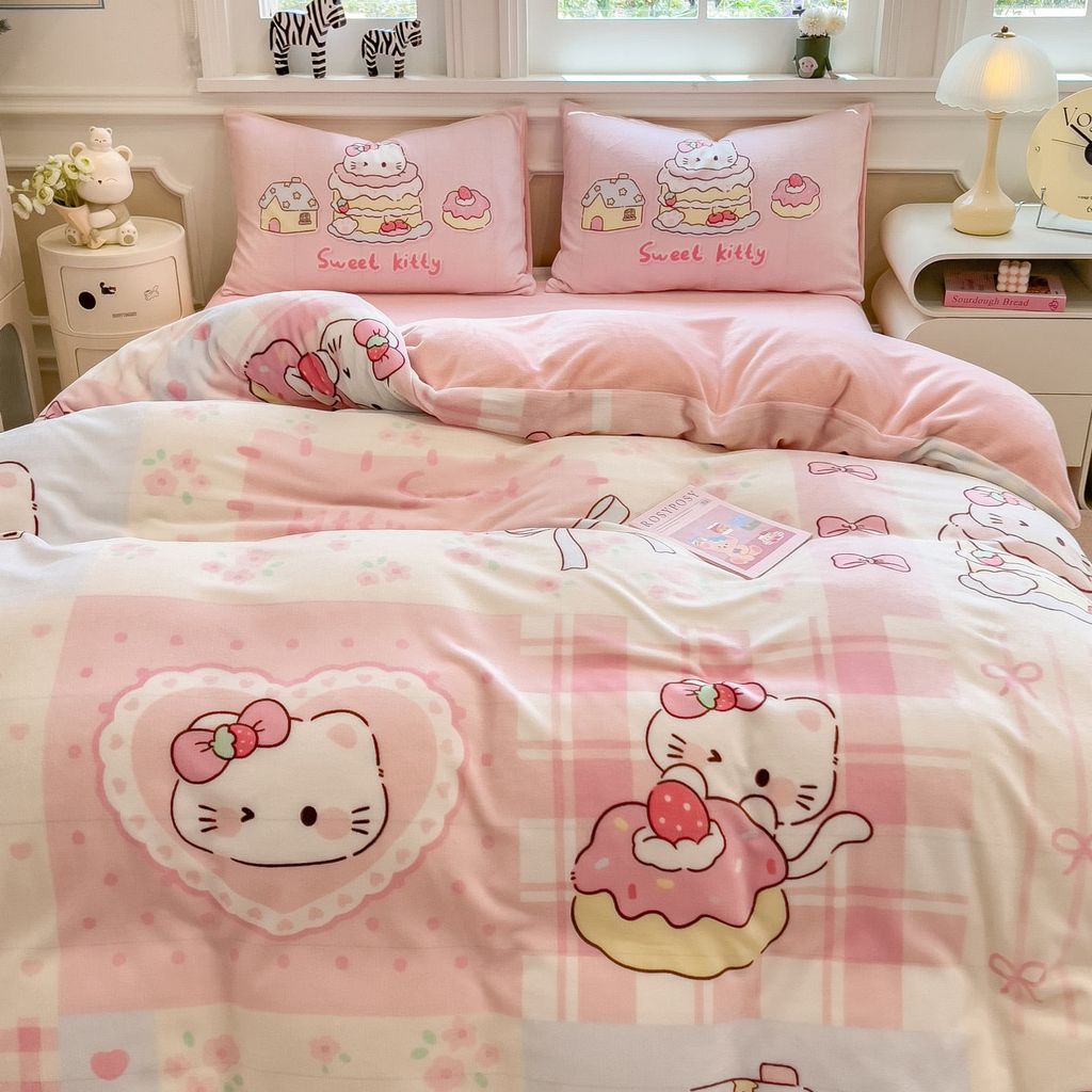 Set 4 Món Nỉ Nhung 200gr hình in 3D Sweet Kitty