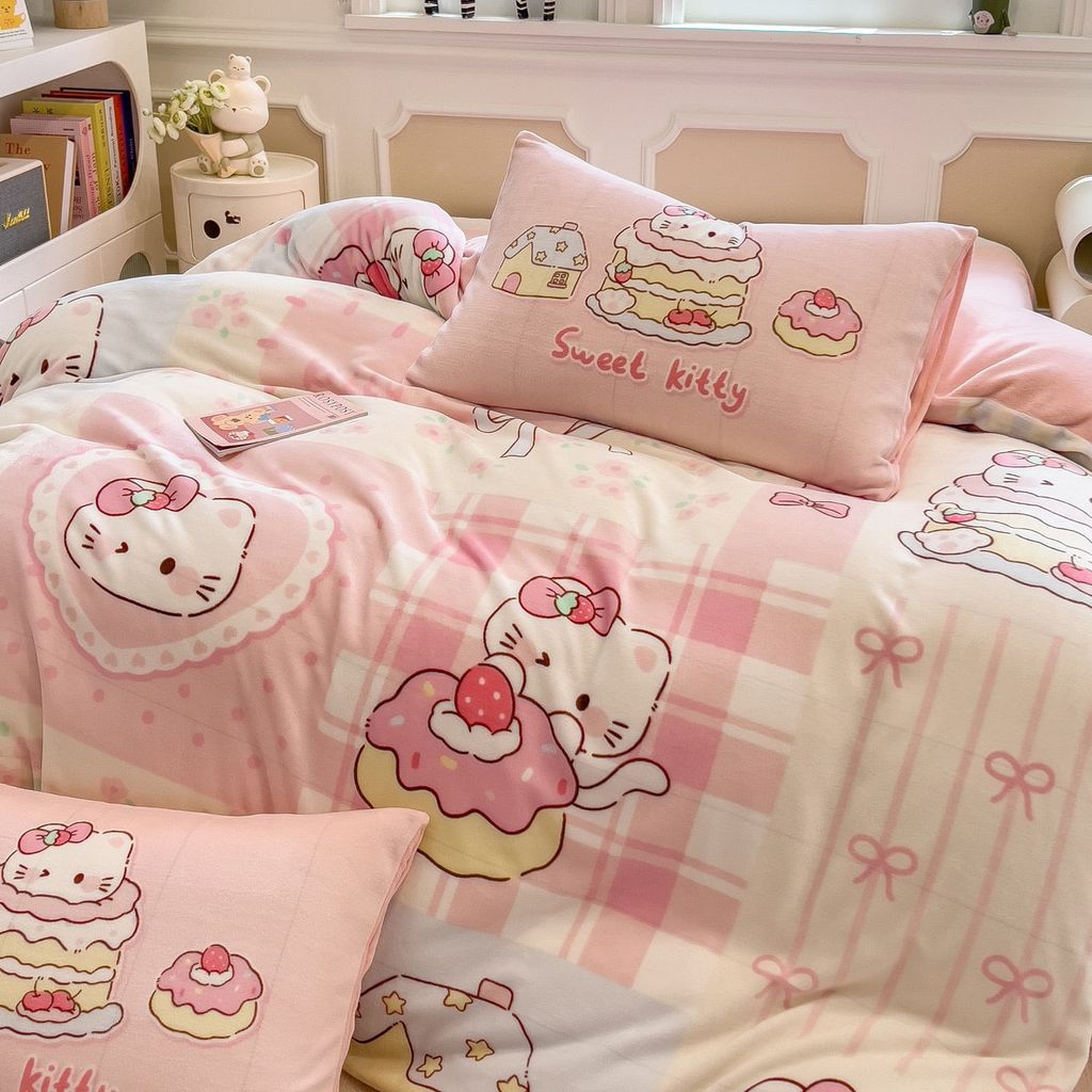 Set 4 Món Nỉ Nhung 200gr hình in 3D Sweet Kitty