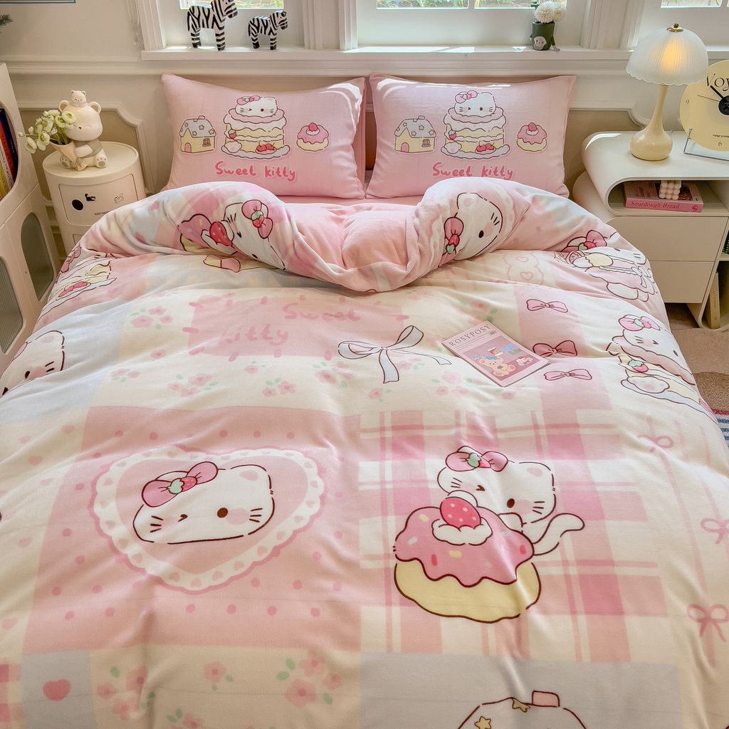 Set 4 Món Nỉ Nhung 200gr hình in 3D Sweet Kitty