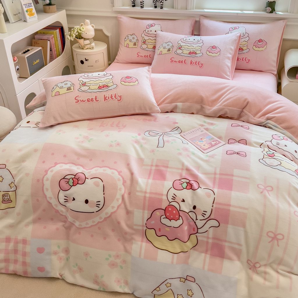 Set 4 Món Nỉ Nhung 200gr hình in 3D Sweet Kitty