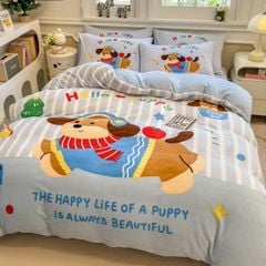 Set 4 Món Nỉ Nhung 200gr hình in 3D Happy Puppy Life