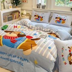 Set 4 Món Nỉ Nhung 200gr hình in 3D Happy Puppy Life