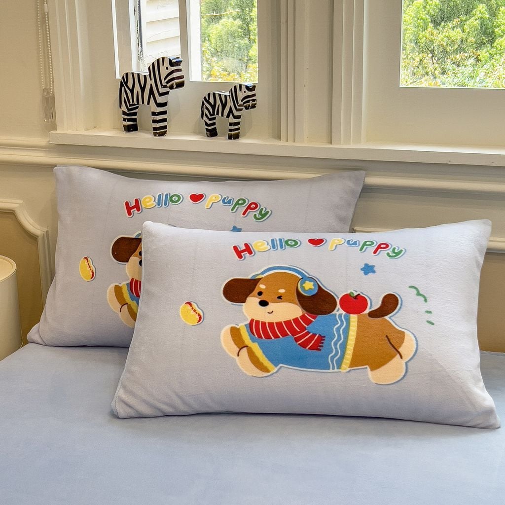 Set 4 Món Nỉ Nhung 200gr hình in 3D Happy Puppy Life