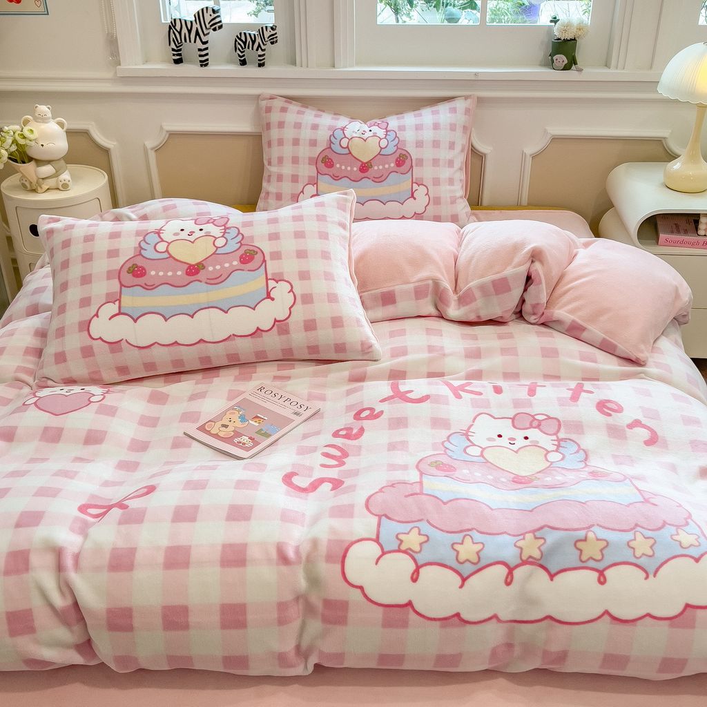 Set 4 Món Nỉ Nhung 200gr hình in 3D Hello Kitty Sweet Cake