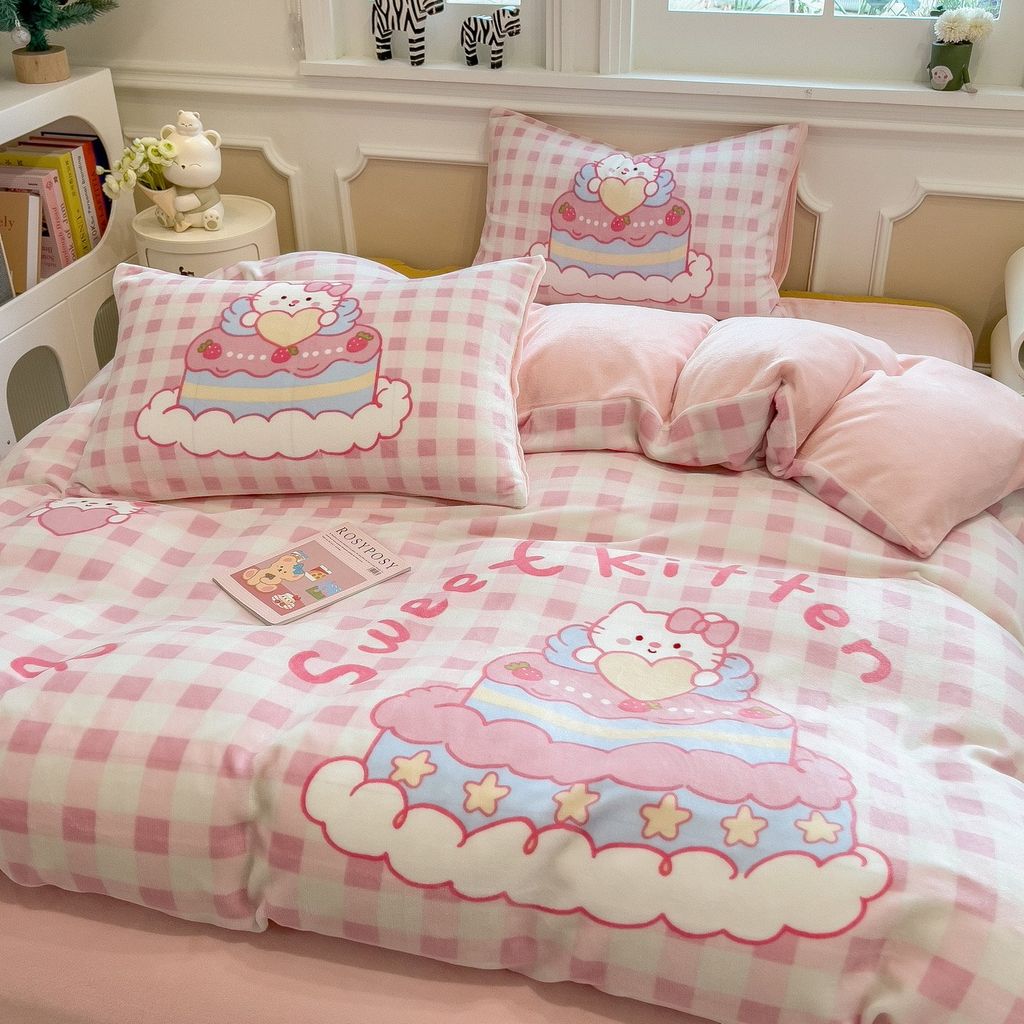 Set 4 Món Nỉ Nhung 200gr hình in 3D Hello Kitty Sweet Cake