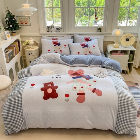 Set 4 Món Nỉ Nhung 200gr hình in 3D Happy Girl