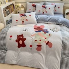 Set 4 Món Nỉ Nhung 200gr hình in 3D Happy Girl