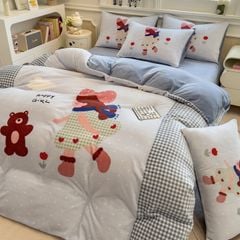 Set 4 Món Nỉ Nhung 200gr hình in 3D Happy Girl