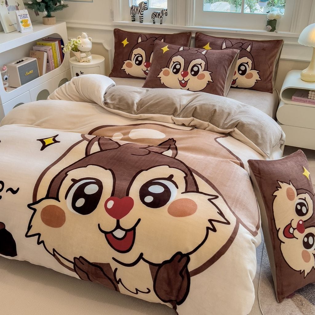 Set 4 Món Nỉ Nhung 200gr hình in 3D Sox Chip&Dane