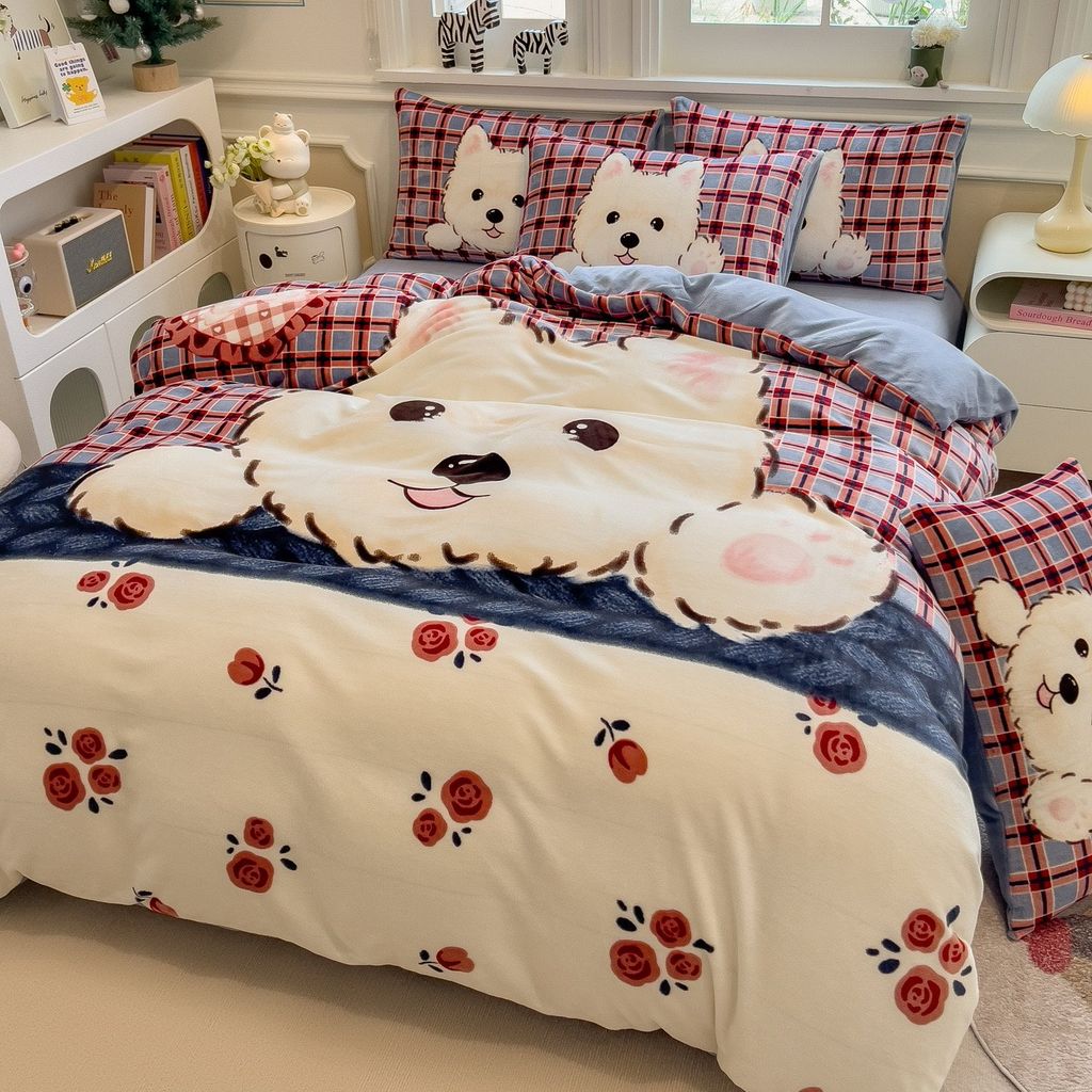 Set 4 Món Nỉ Nhung 200gr hình in 3D SnowDog